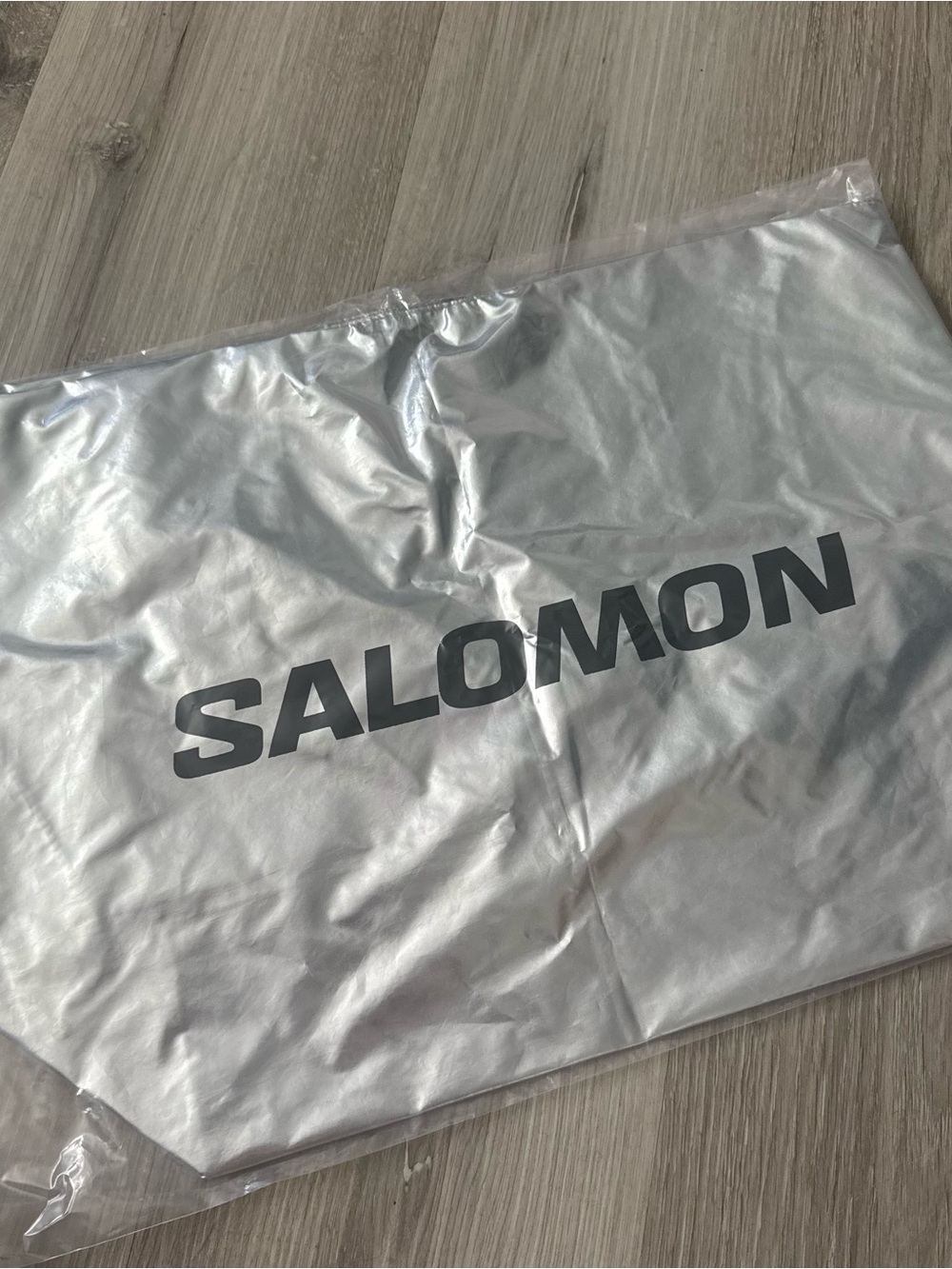Salomon Silver tote Bag with Black Logo